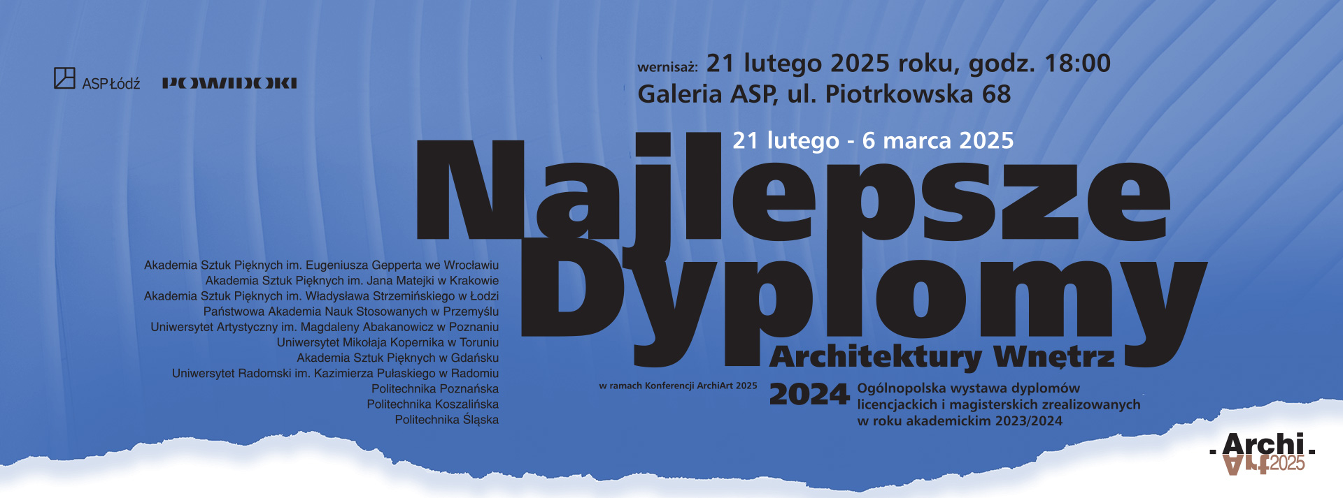 Baner wystawy Najlepsze Dyplomy Architektury Wnętrz 2024