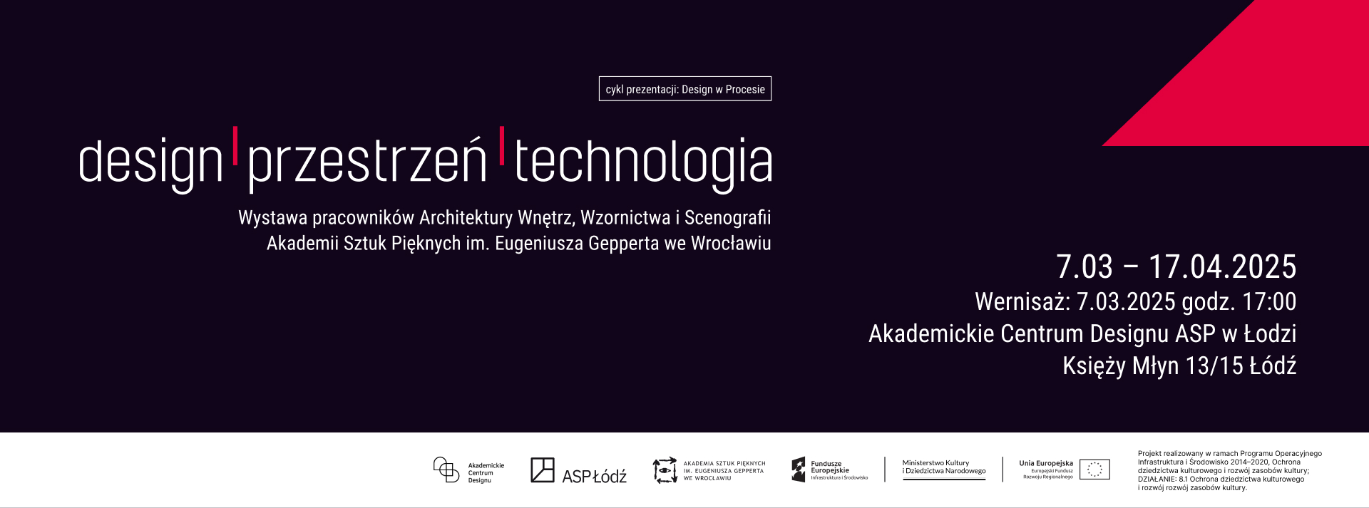 Baner wystawy Design / Przestrzeń / Technologia